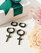 Pack De Aros Argollas Doble Uso Negras Cruz Piercing Oreja - Miniatura 2