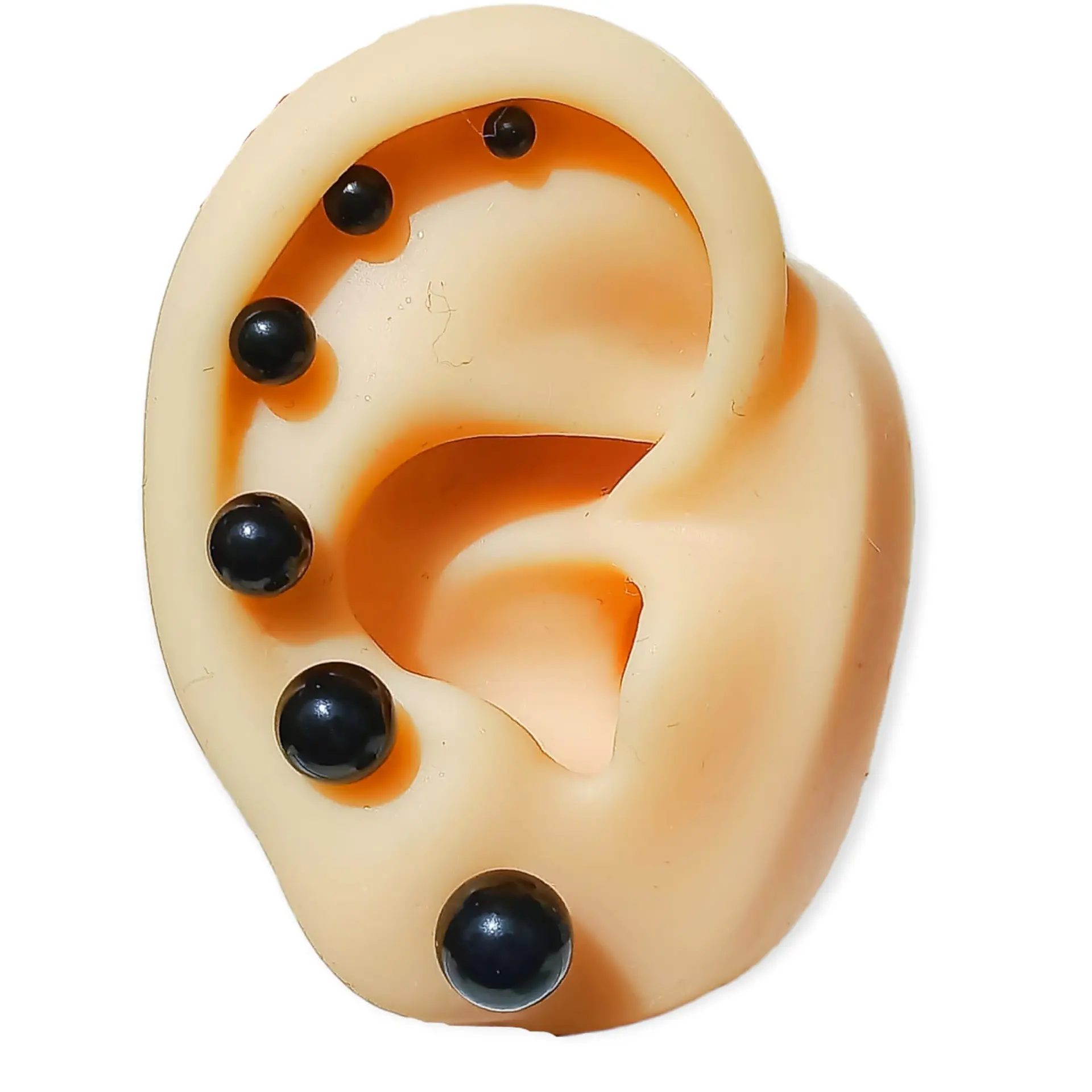 Pack 6 Par De Esferas Negras Hipoalergénica Piercing Oreja 1