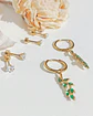 Pack De Aros Punto Luz Hoja Piercing Oreja Chapado En Oro 18 Kl - Miniatura 7