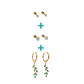 Pack De Aros Punto Luz Hoja Piercing Oreja Chapado En Oro 18 Kl - Miniatura 2