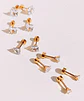 Pack De Aros Punto De Luz Chapados En Oro 18k Piercing Oreja - Miniatura 4