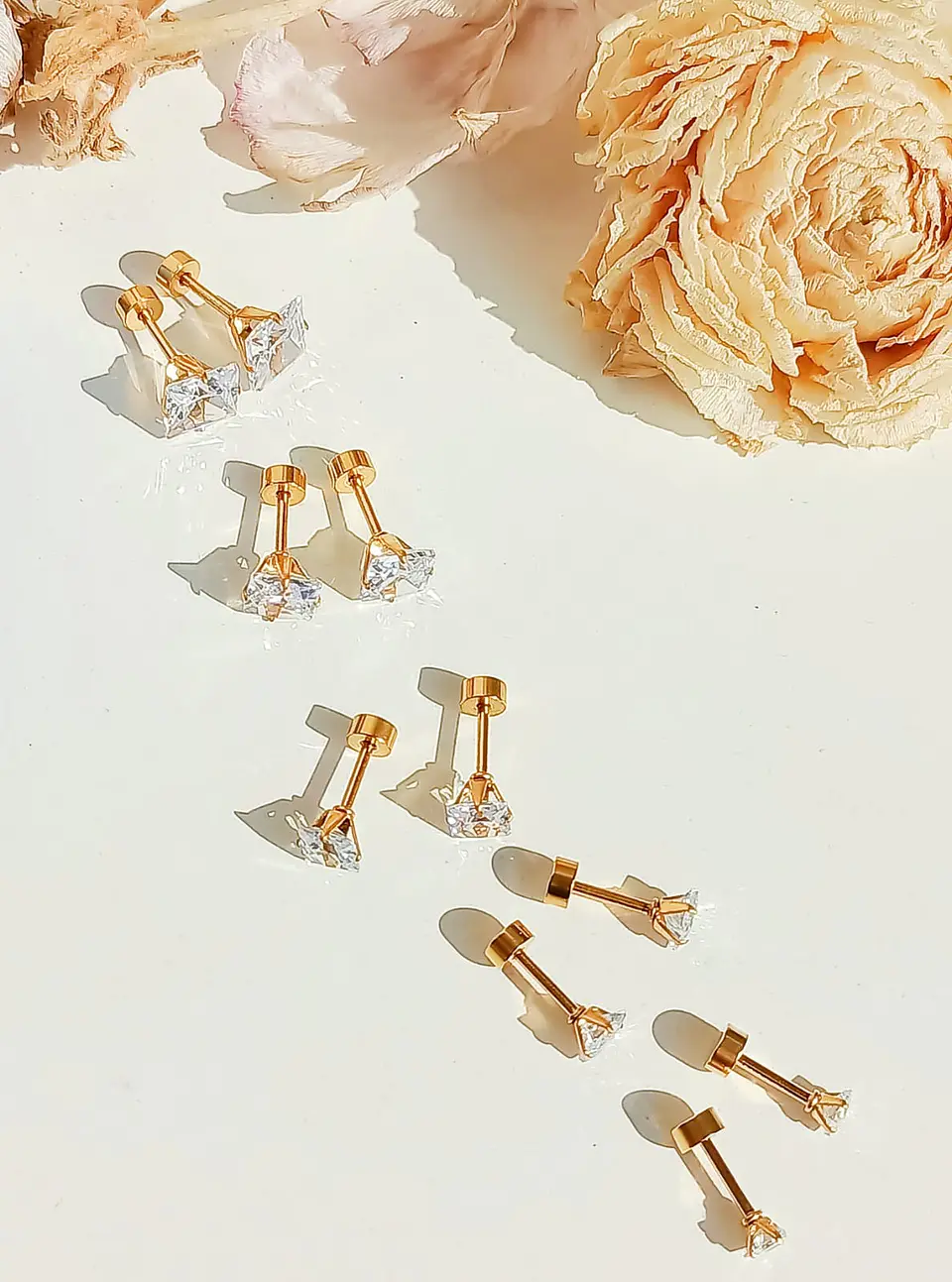 Pack De Aros Punto De Luz Chapados En Oro 18k Piercing Oreja 6
