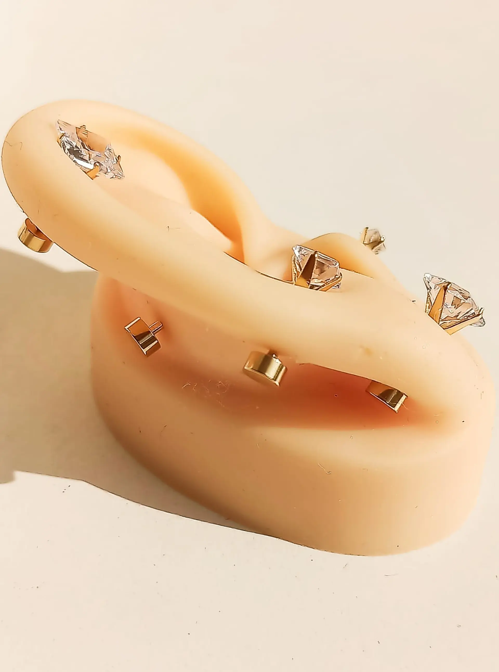 Pack De Aros Punto De Luz Chapados En Oro 18k Piercing Oreja 3
