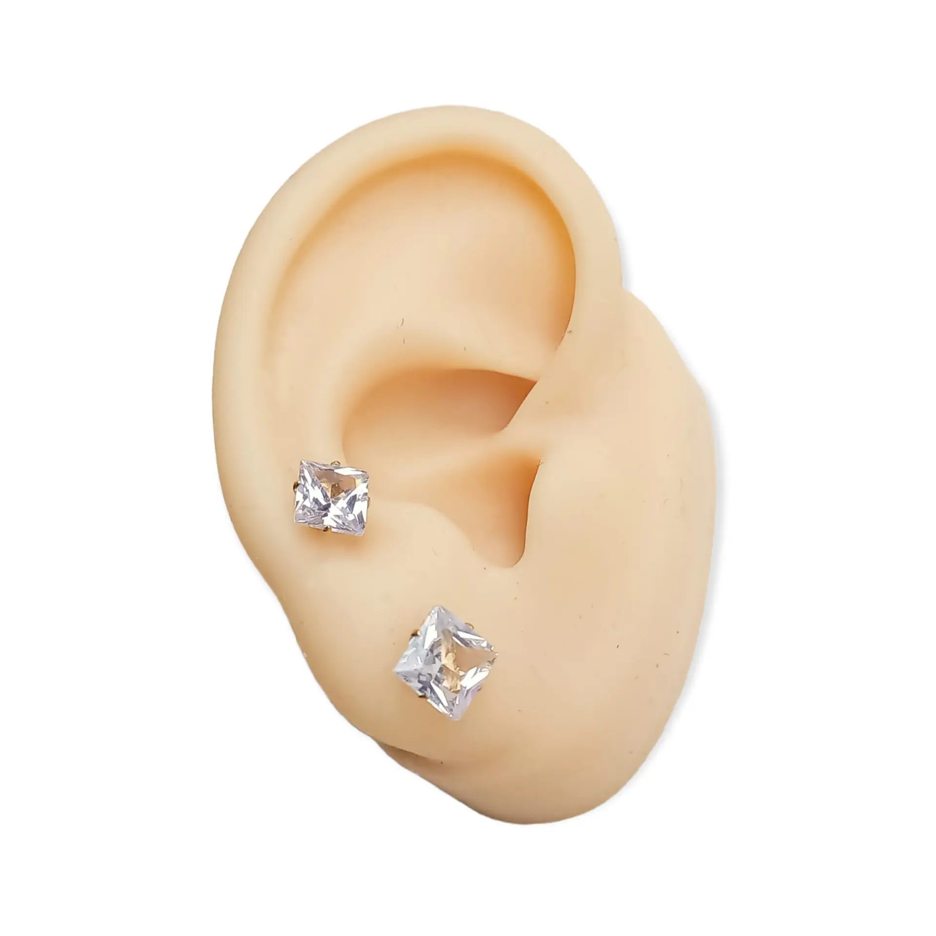 Pack De Aros Punto Luz 6mm 7mm Cuadrado Chapados En Oro 18k 1