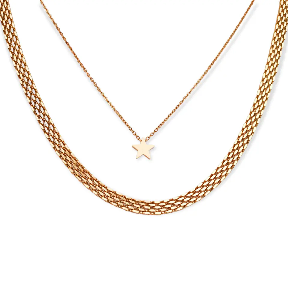 Conjunto multicapa Tejido Plano Chunky Estrella Chapada En Oro 18K 1