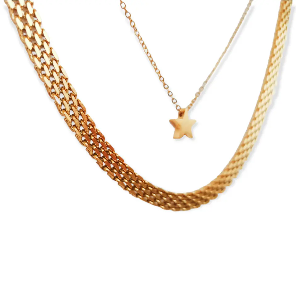 Conjunto multicapa Tejido Plano Chunky Estrella Chapada En Oro 18K 4
