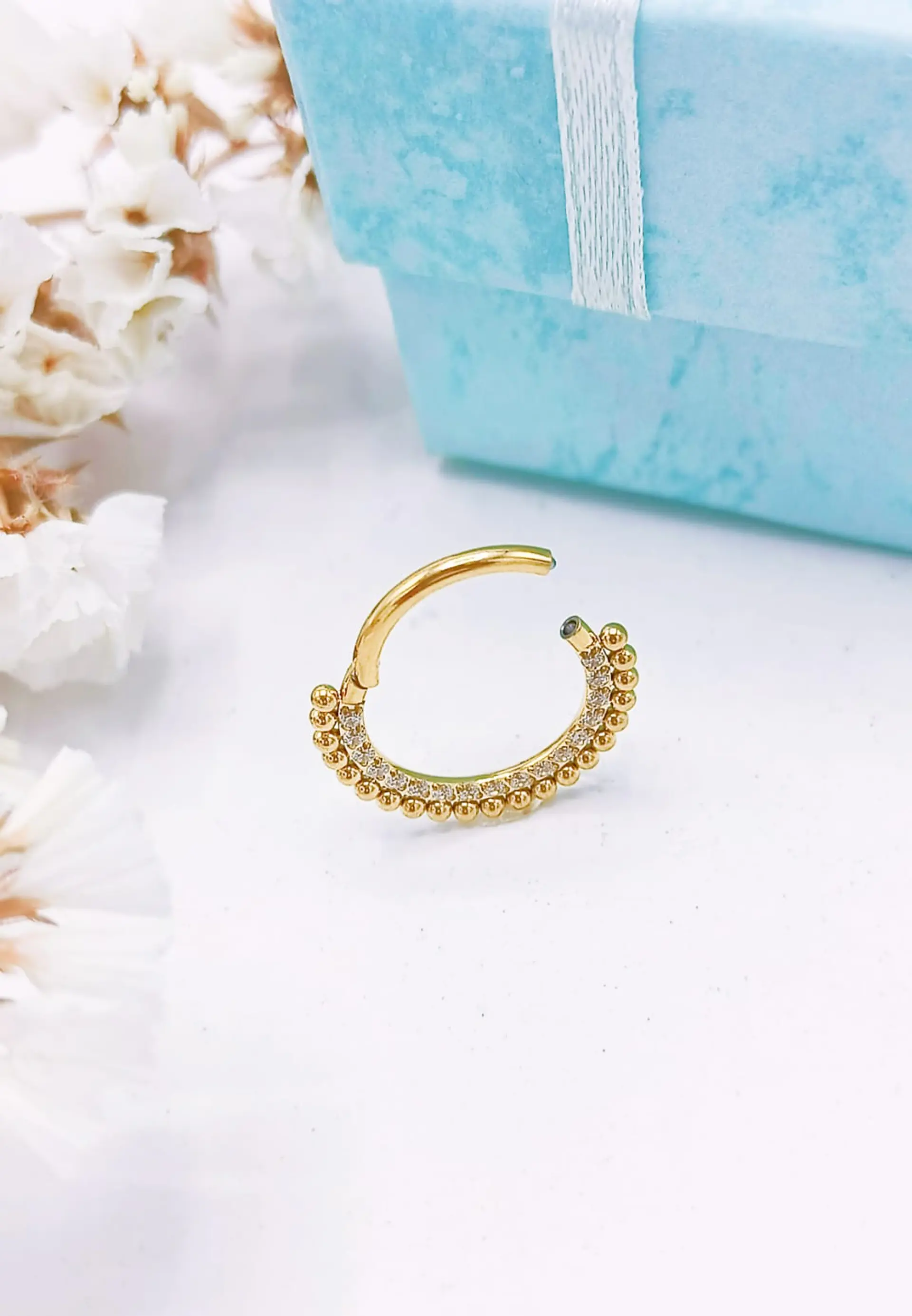 Piercing Septum F136 Titanio Diadema Chapada Oro 18kl 10mm 16g 5
