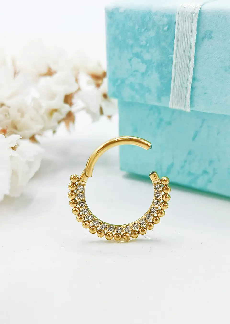 Piercing Septum F136 Titanio Diadema Chapada Oro 18kl 10mm 16g 2