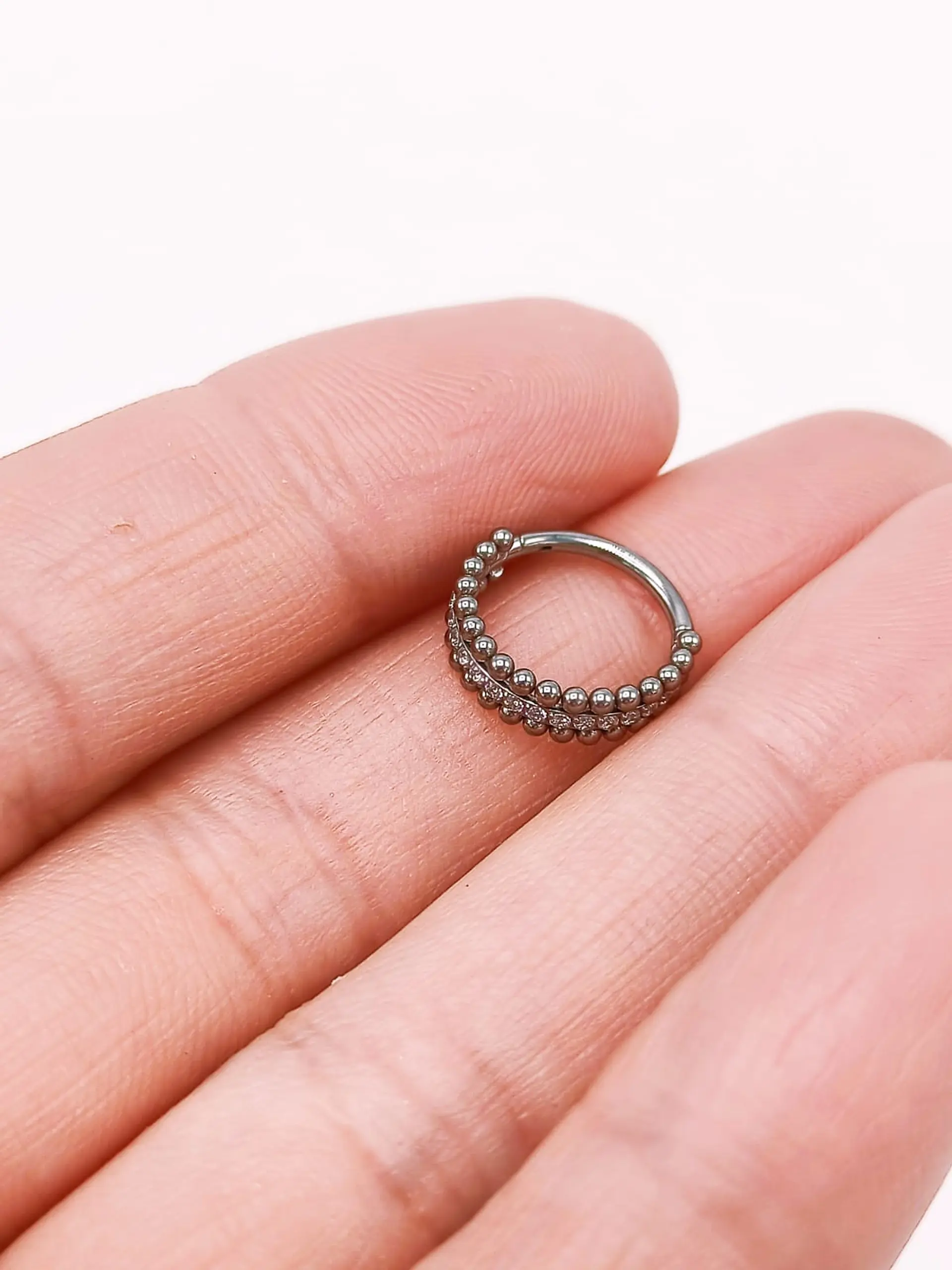 Piercing Septum F136 Titanio Zirconia Esfera Doble 10mm 16g 5