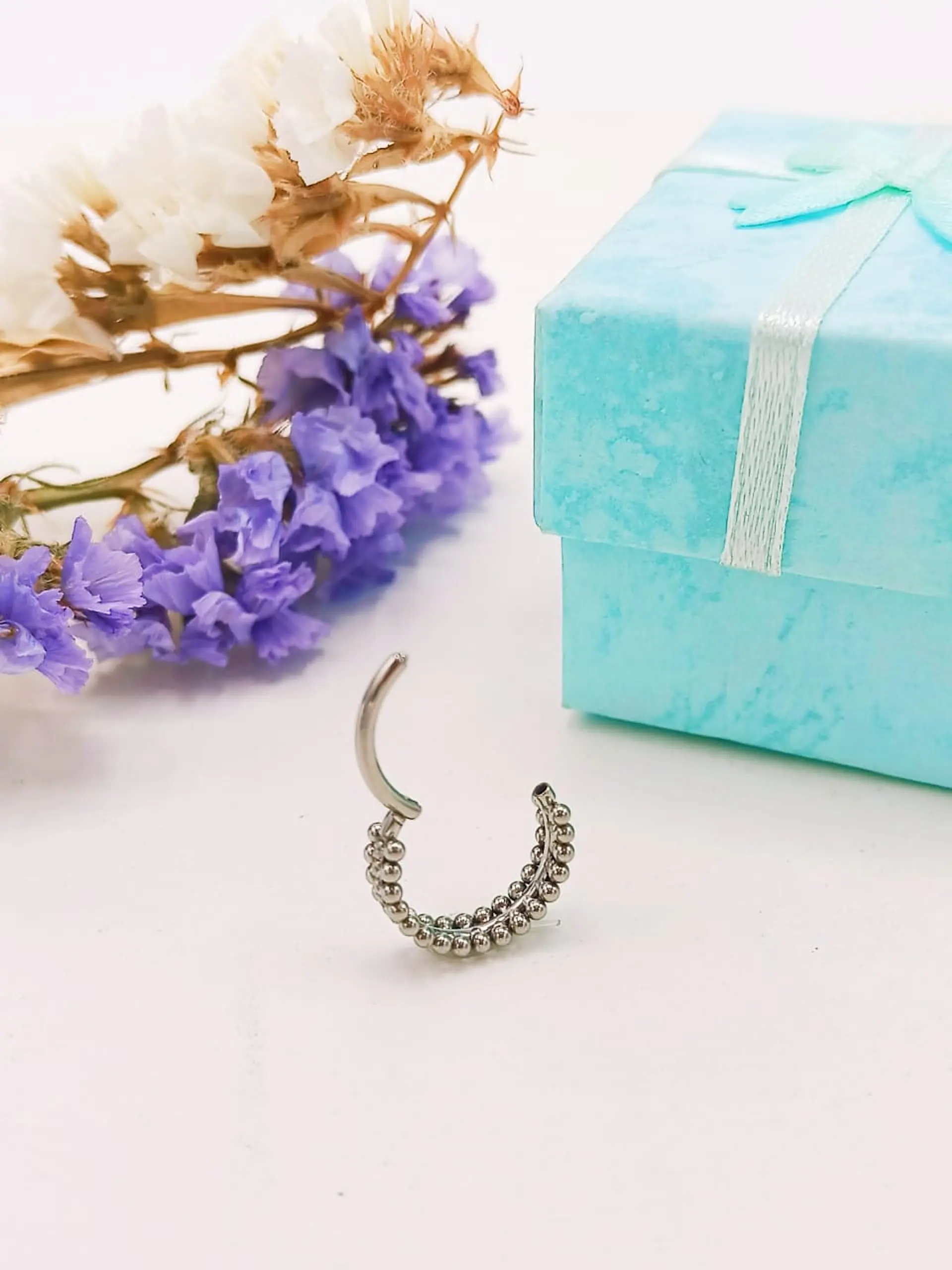 Piercing Septum F136 Titanio Zirconia Esfera Doble 10mm 16g 8