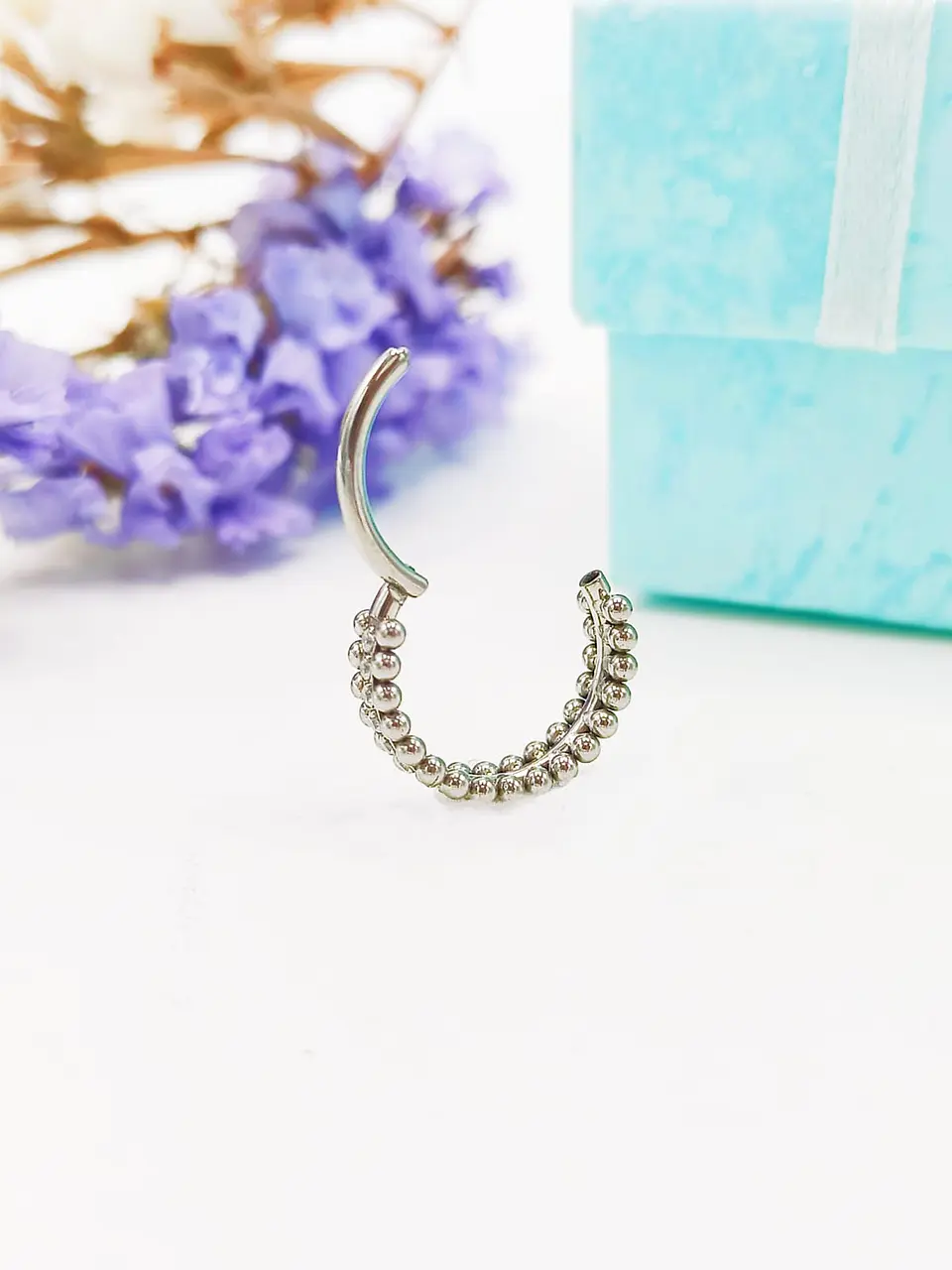 Piercing Septum F136 Titanio Zirconia Esfera Doble 10mm 16g 11