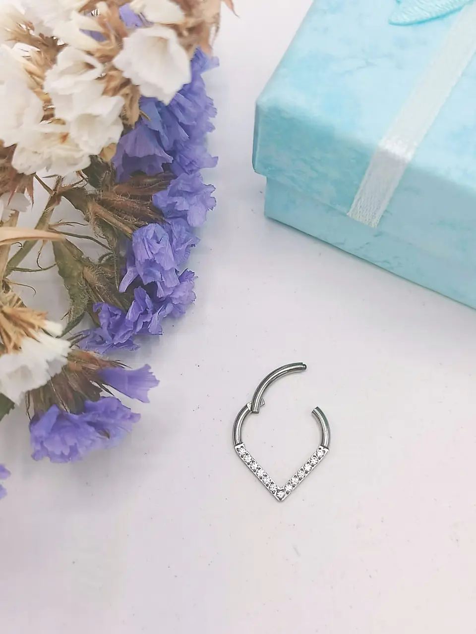 Piercing Septum 10mm Tragus F136 Titanio Lagrima Circonio 2