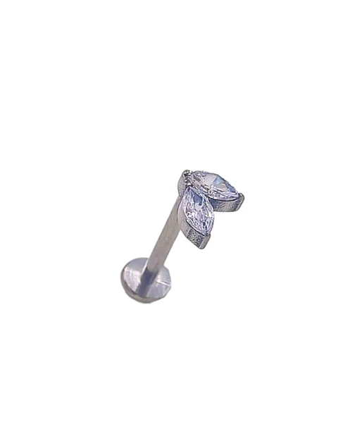 Piercing Labret Tragus F136 Titanio Hoja Circonio 8mm 16g