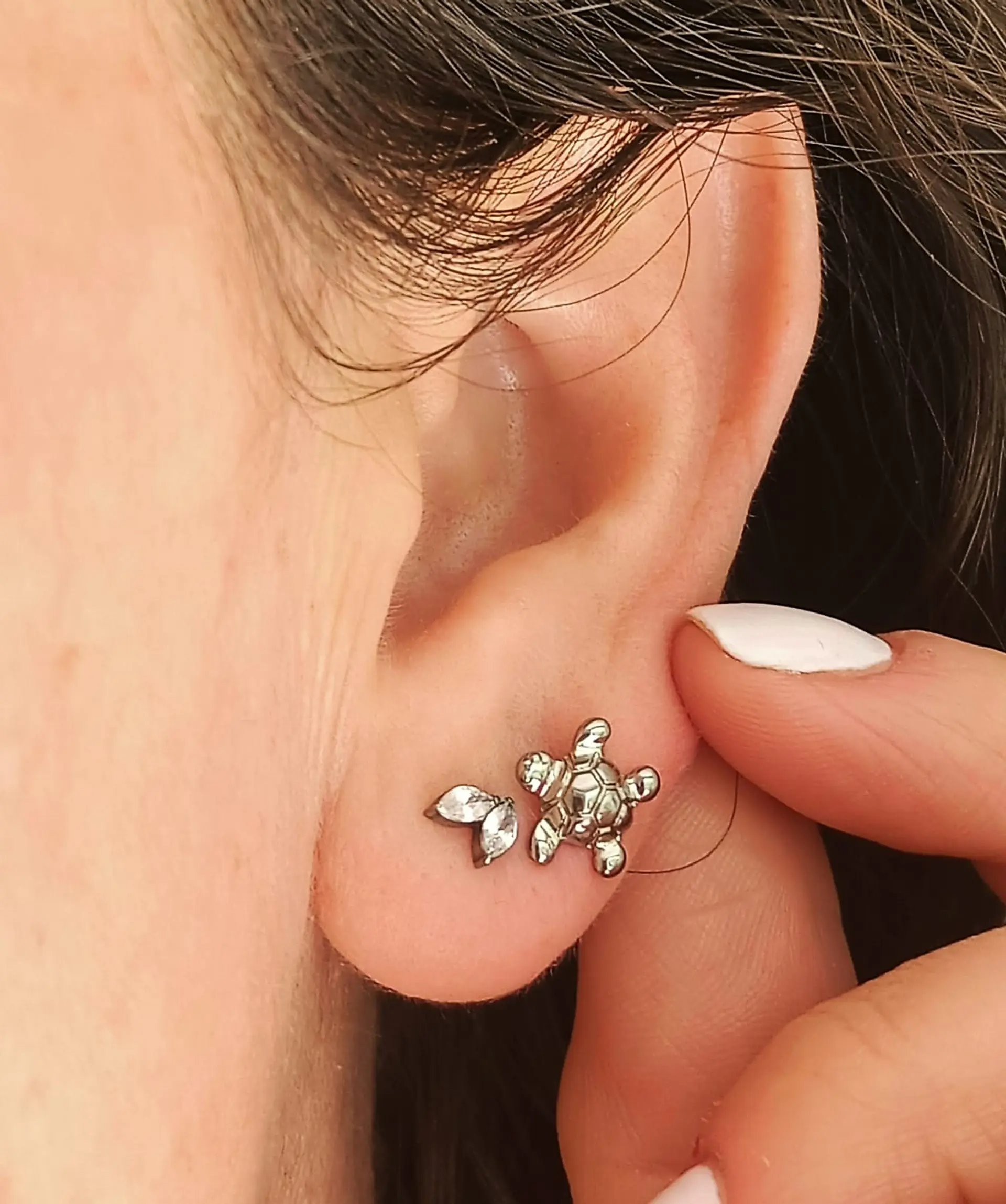 Piercing Labret Astm F136 Titanio Tortuga Tragus 8mm 3