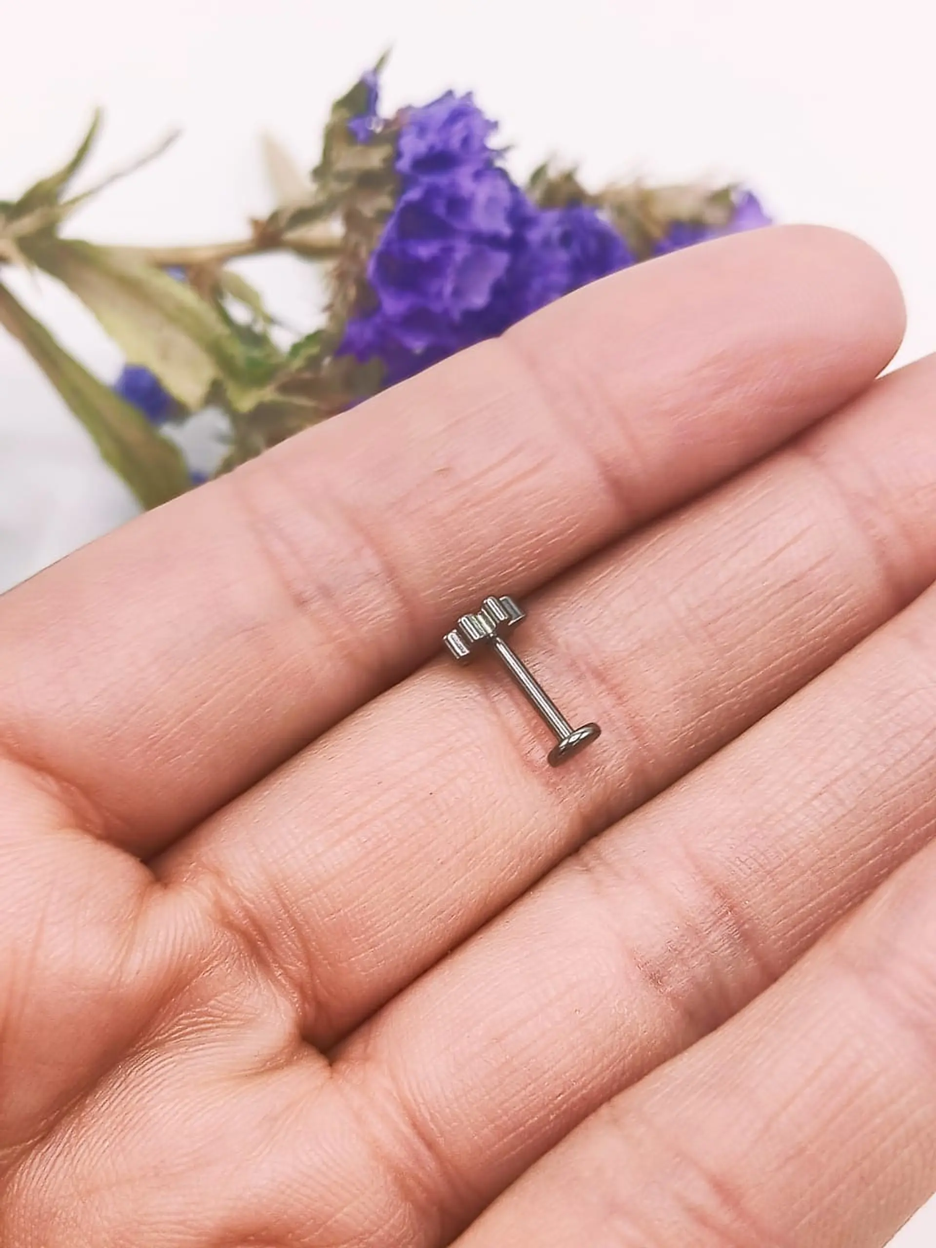 Piercing Labret F136 Titanio Huella Perro Gato 8mm 4