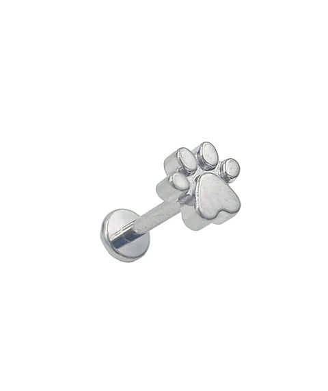 Piercing Labret F136 Titanio Huella Perro Gato 8mm