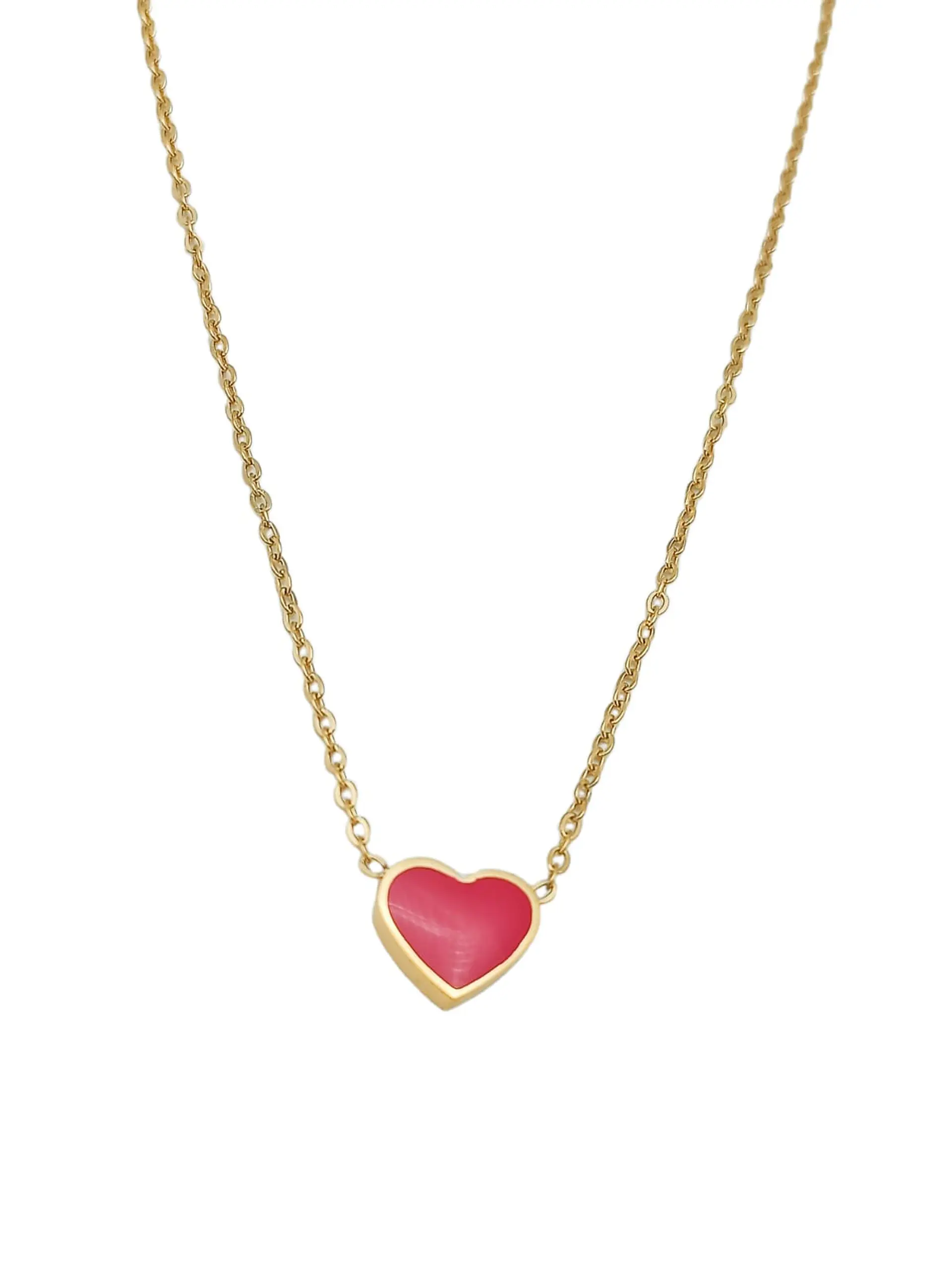 Colgante Corazón Rojo Hipoalergénico Chapado En Oro 18k 7