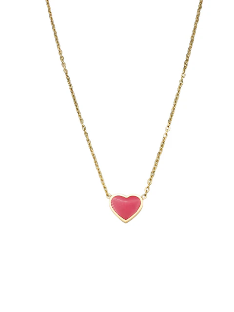 Colgante Corazón Rojo Hipoalergénico Chapado En Oro 18k