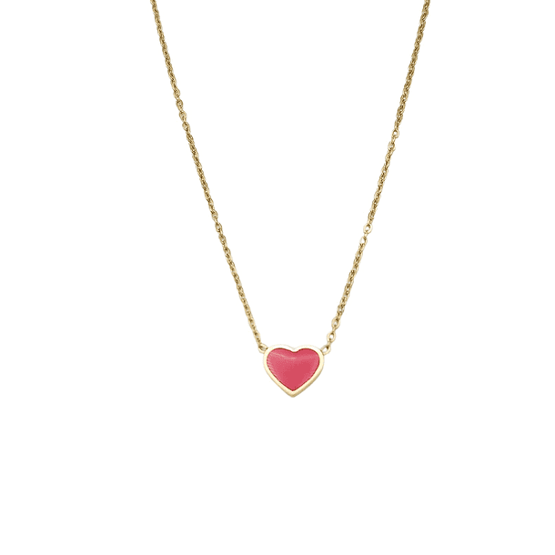 Colgante Corazón Rojo Hipoalergénico Chapado En Oro 18k 1