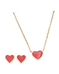 Set Conjunto Corazon Rojo Collar Abridores Chapado En Oro 18 kl - Miniatura 1