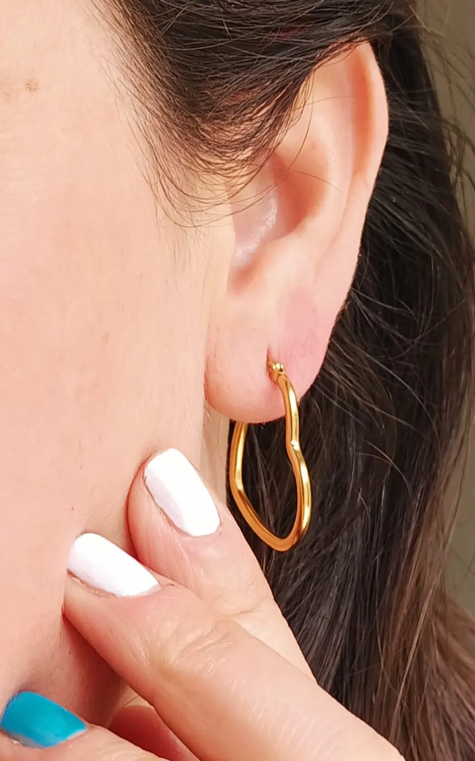 Aros Argollas Basicas Hoop Corazón Chapadas En Oro 18k 3