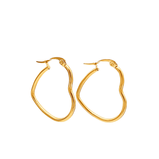 Aros Argollas Basicas Hoop Corazón Chapadas En Oro 18k