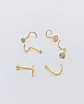 Set 6 Piercing Cesta Nostril Punto Luz Tipo S Chapados En Oro 18k - Miniatura 5