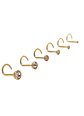 Set 6 Piercing Cesta Nostril Punto Luz Tipo S Chapados En Oro 18k - Miniatura 1