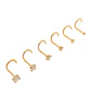 Set 6 Piercing Nostril Tipo S Punk Chapados En Oro 18k  - Miniatura 5