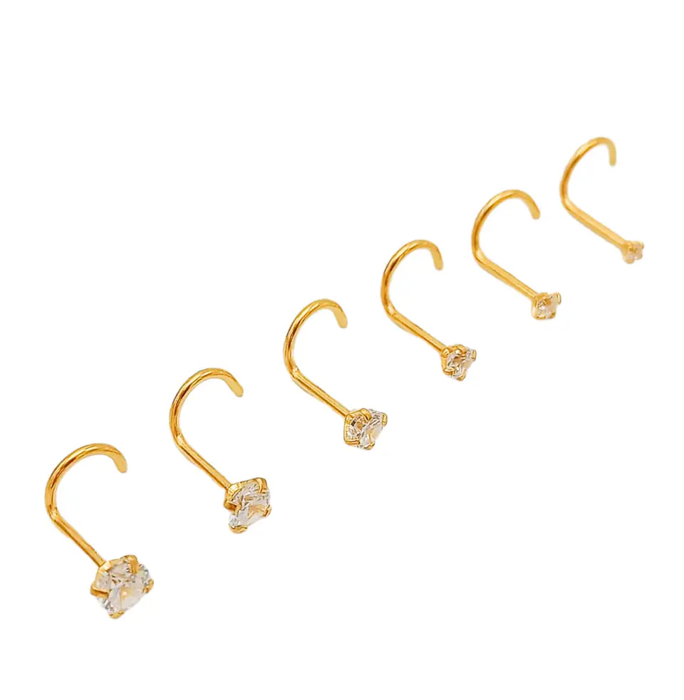 Set 6 Piercing Nostril Tipo S Punk Chapados En Oro 18k  5