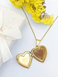 Relicario Corazon Nacar Cadena Guardafoto Chapado En Oro 18k - Miniatura 2