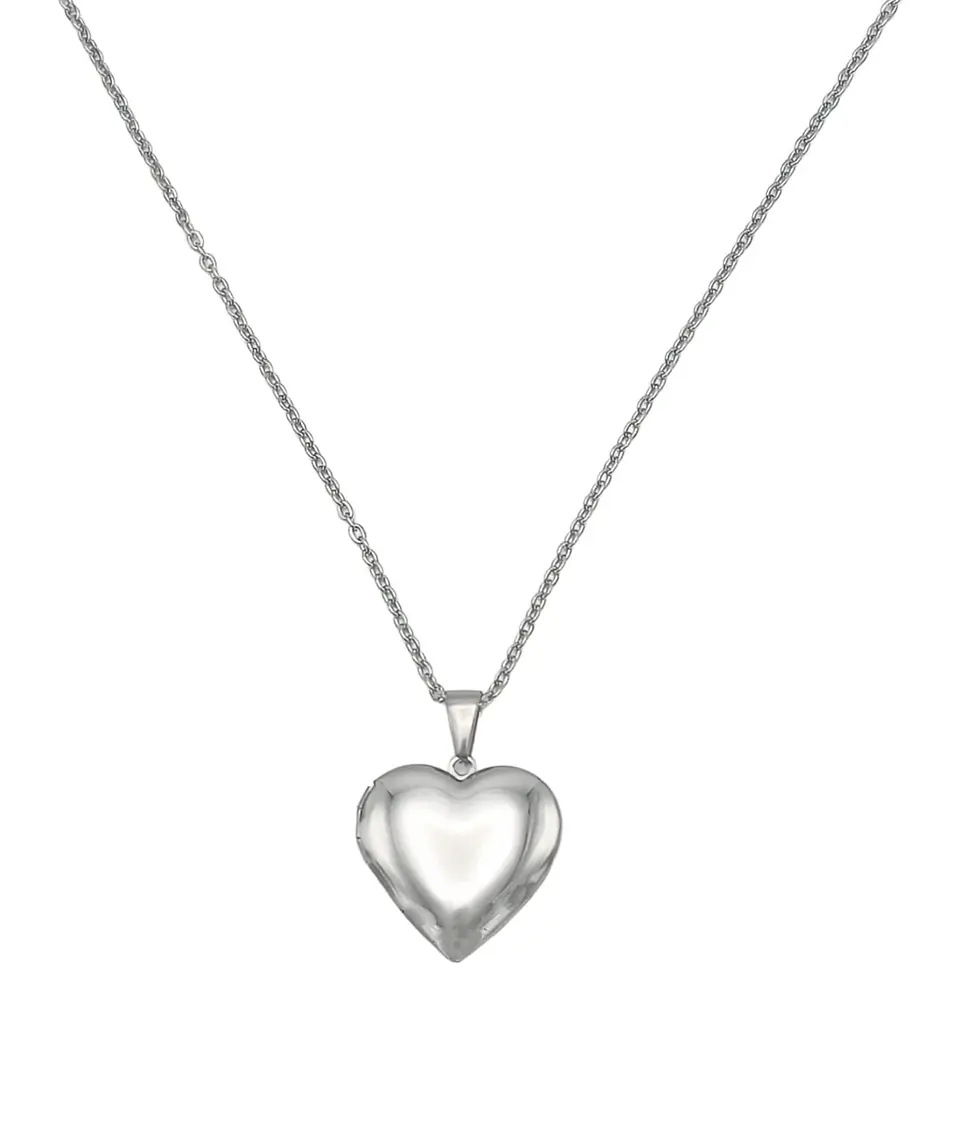 Cadena con dije Relicario corazon liso hipoalergenico  1