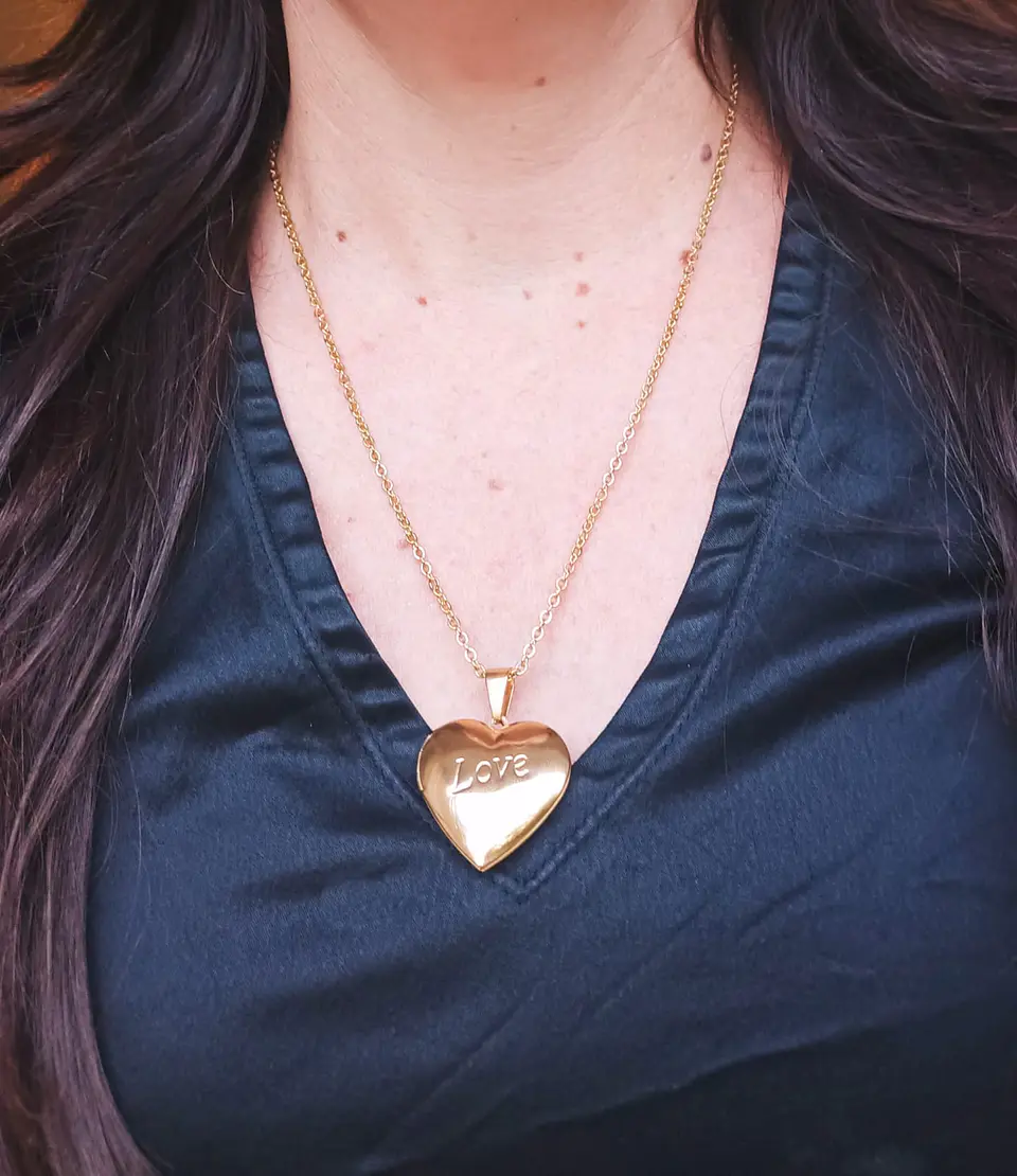 Camafeo Relicario con forma de Corazón Love/Amor  Guardafoto Guardapelo  4