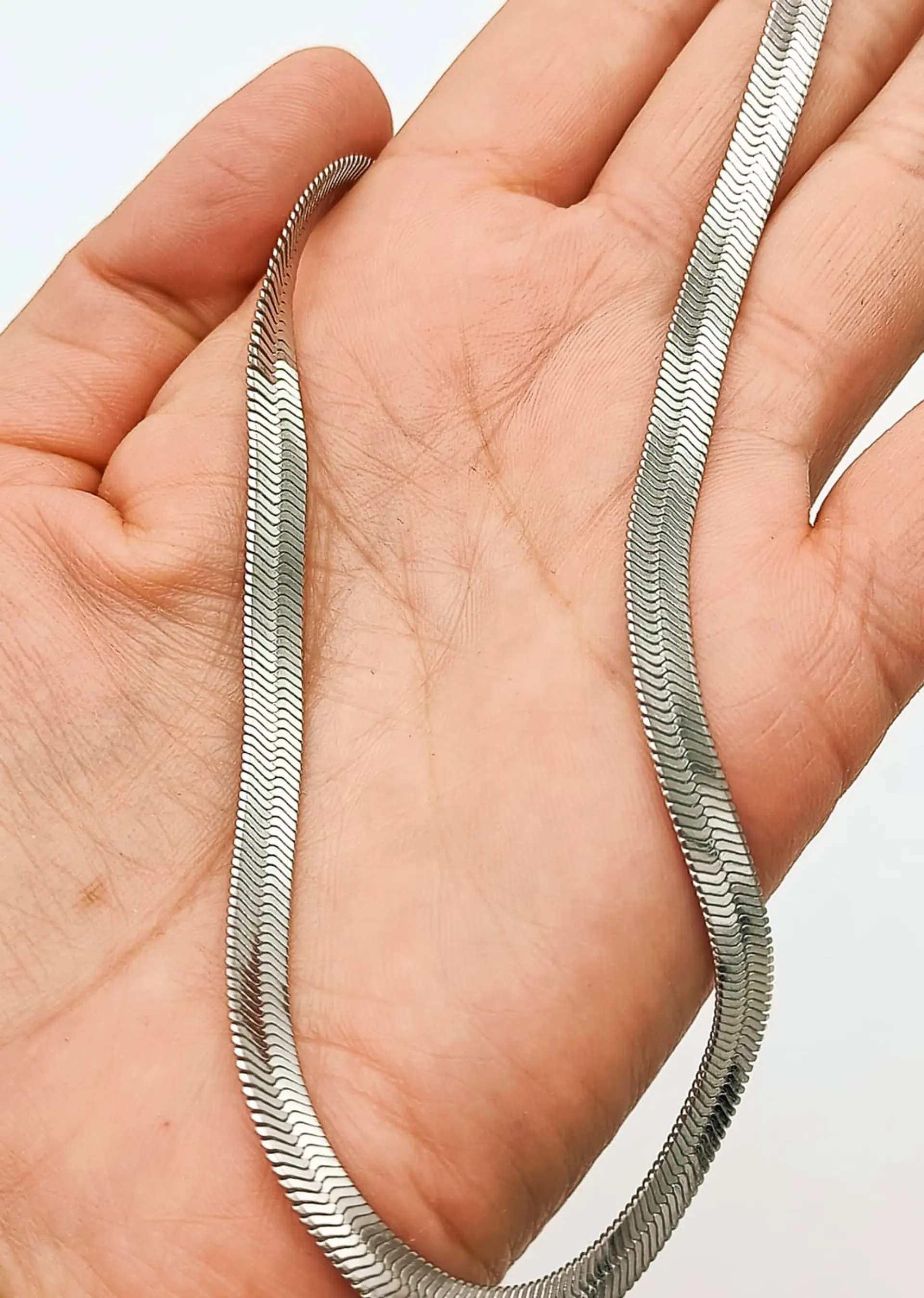 Colgante Cadena Tejido Serpiente Plateado Hipoalergénico 6
