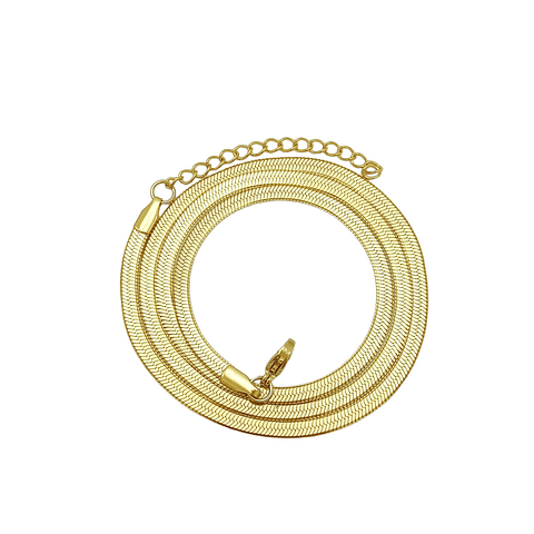 Colgante Cadena Tejido Serpiente 3mm Chapado En Oro 18kl