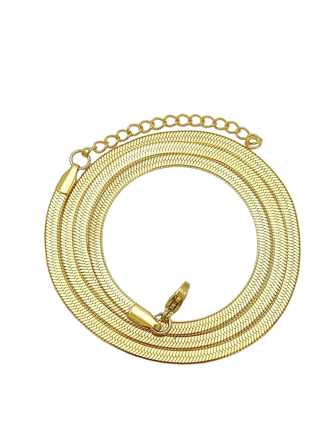 Colgante Cadena Tejido Serpiente 3mm Chapado En Oro 18kl
