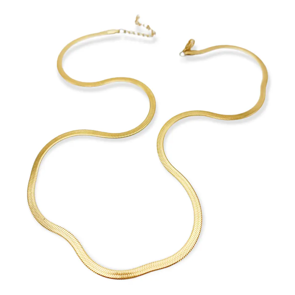 Colgante Cadena Tejido Serpiente 3mm Chapado En Oro 18kl 5