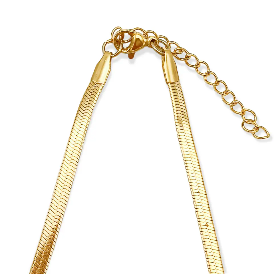Colgante Cadena Tejido Serpiente 3mm Chapado En Oro 18kl 6