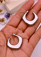 Argollas Chunky Hoop Rombo Plateadas Hipoalergenicas  - Miniatura 6