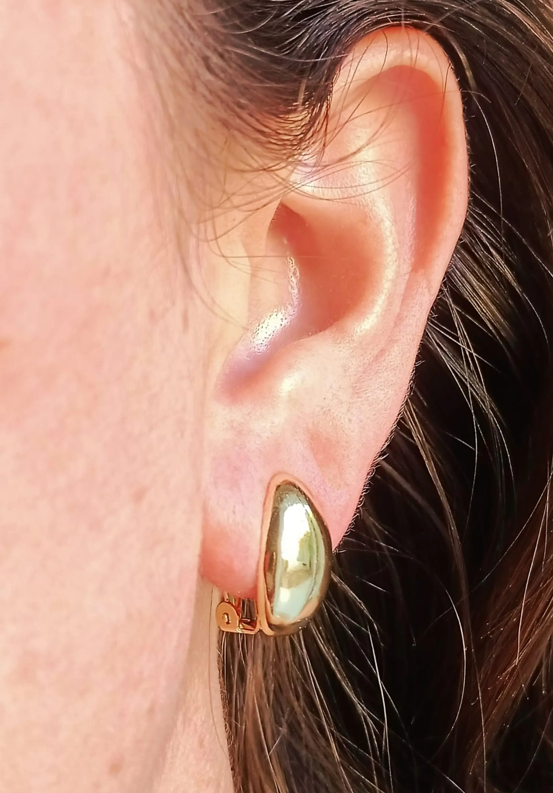 Aros A Presión Gota Espejo bañada en oro 14kl Sin Perforación Earcuff 3