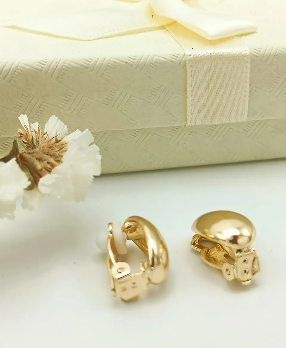 Aros A Presión Gota Espejo bañada en oro 14kl Sin Perforación Earcuff 2