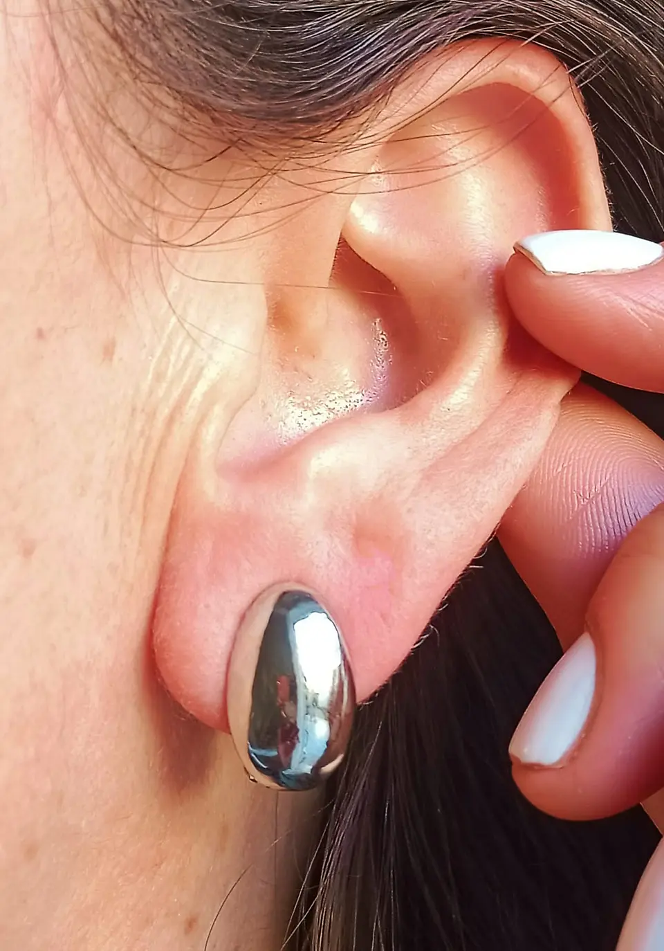 Aros Gota Espejo Plateada Sin Perforación Earcuff  6