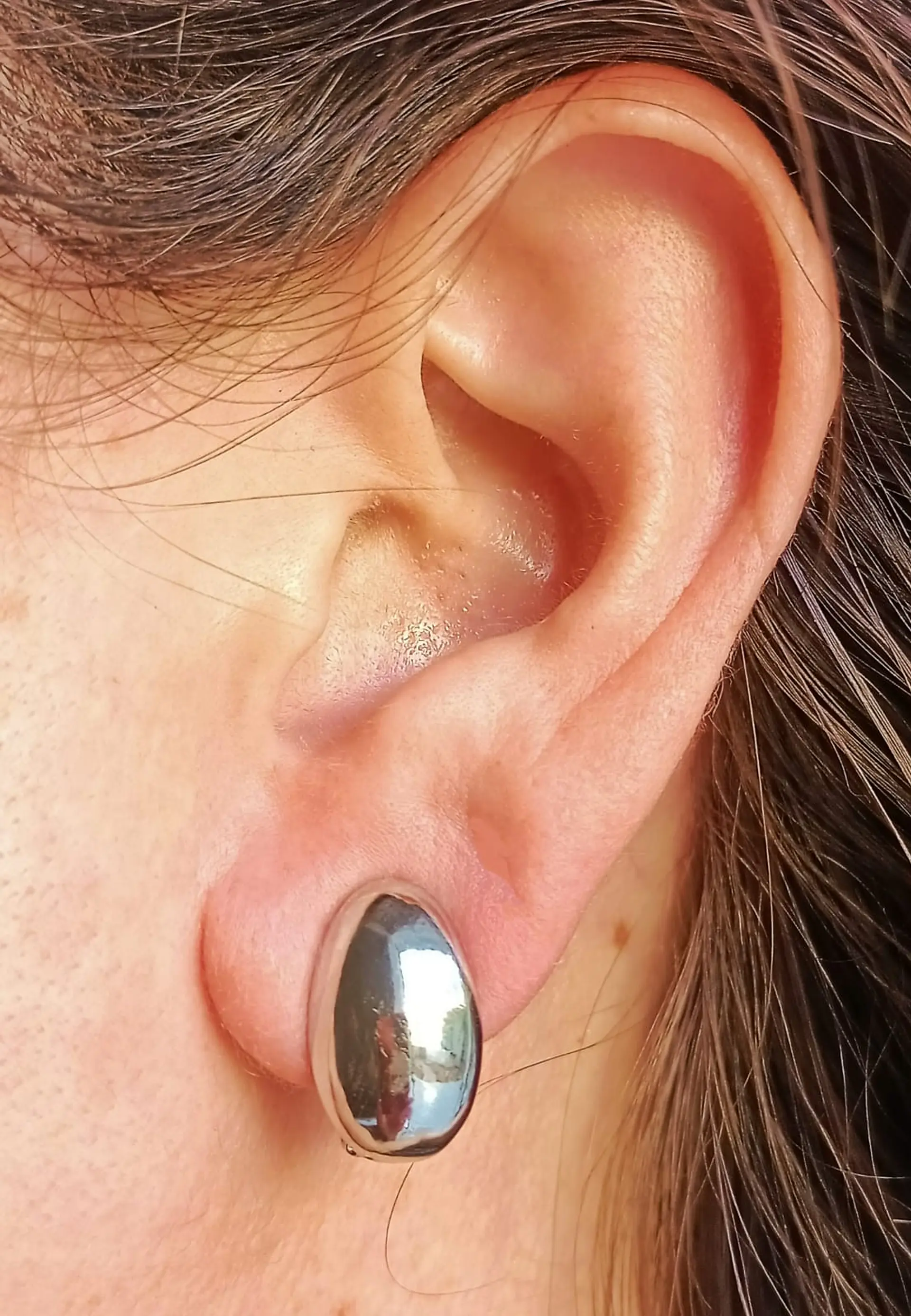 Aros Gota Espejo Plateada Sin Perforación Earcuff  3