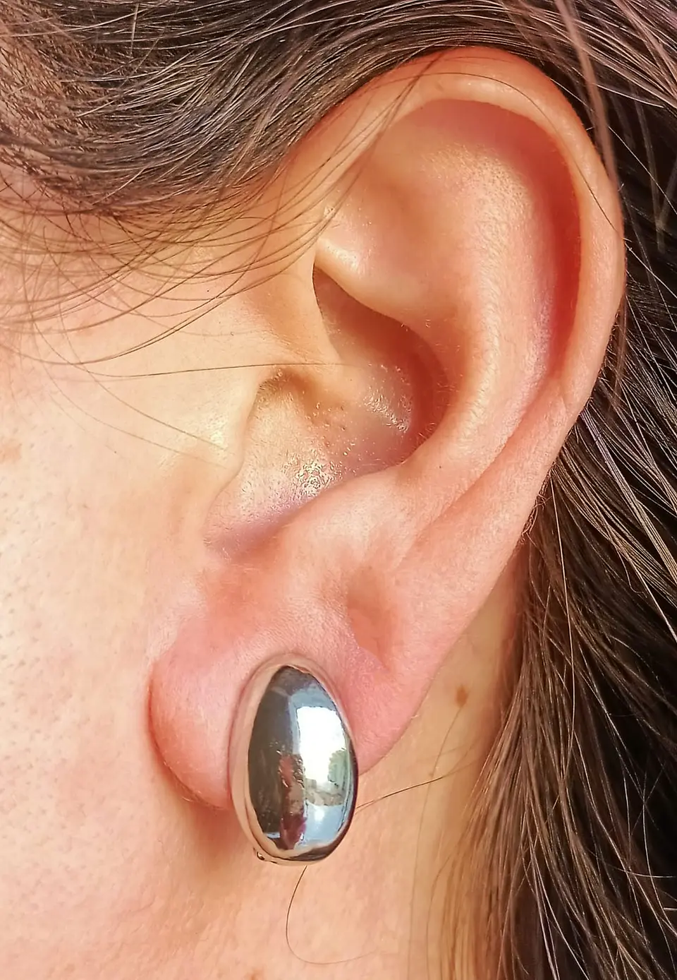 Aros Gota Espejo Plateada Sin Perforación Earcuff  3