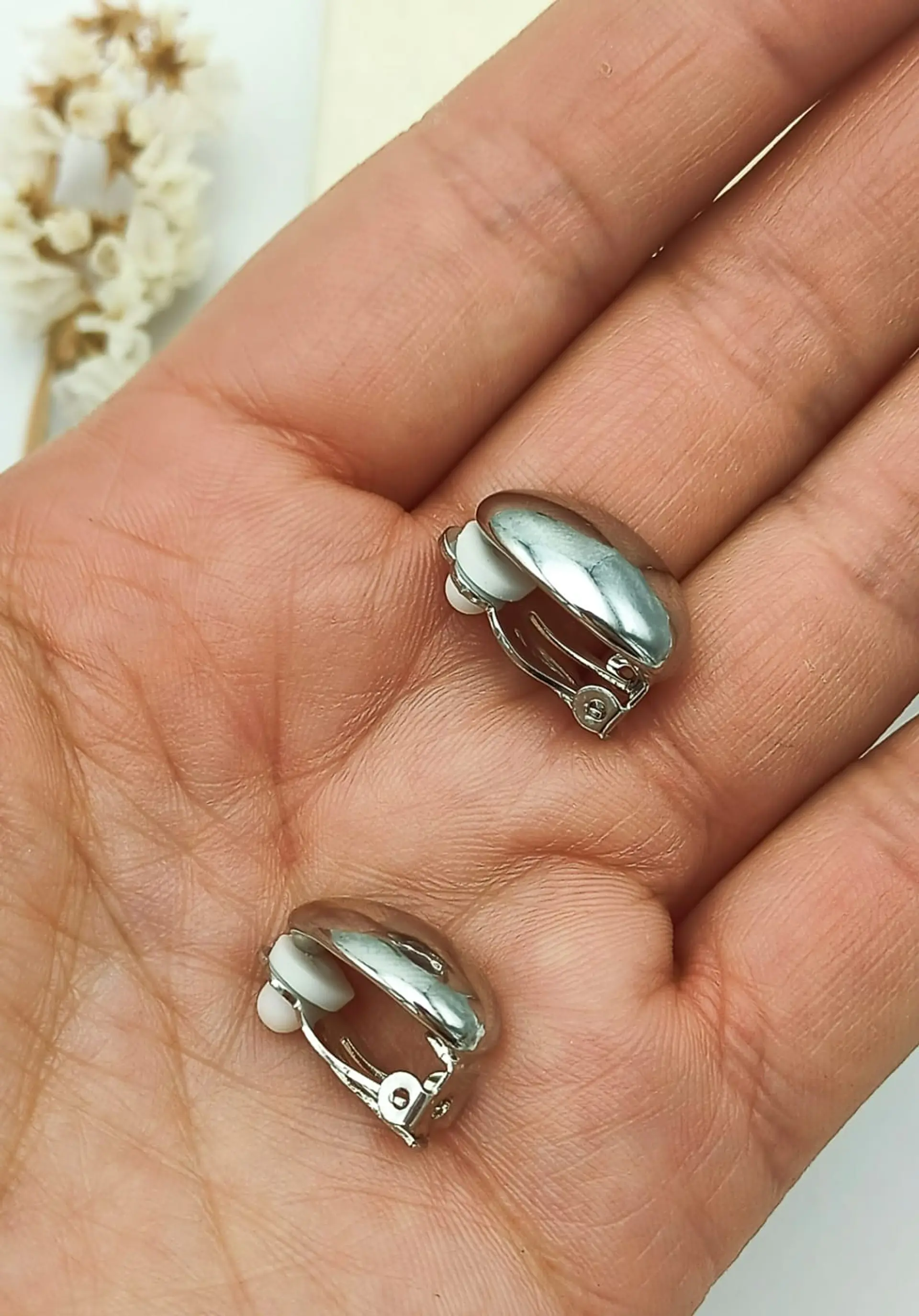 Aros Gota Espejo Plateada Sin Perforación Earcuff  4