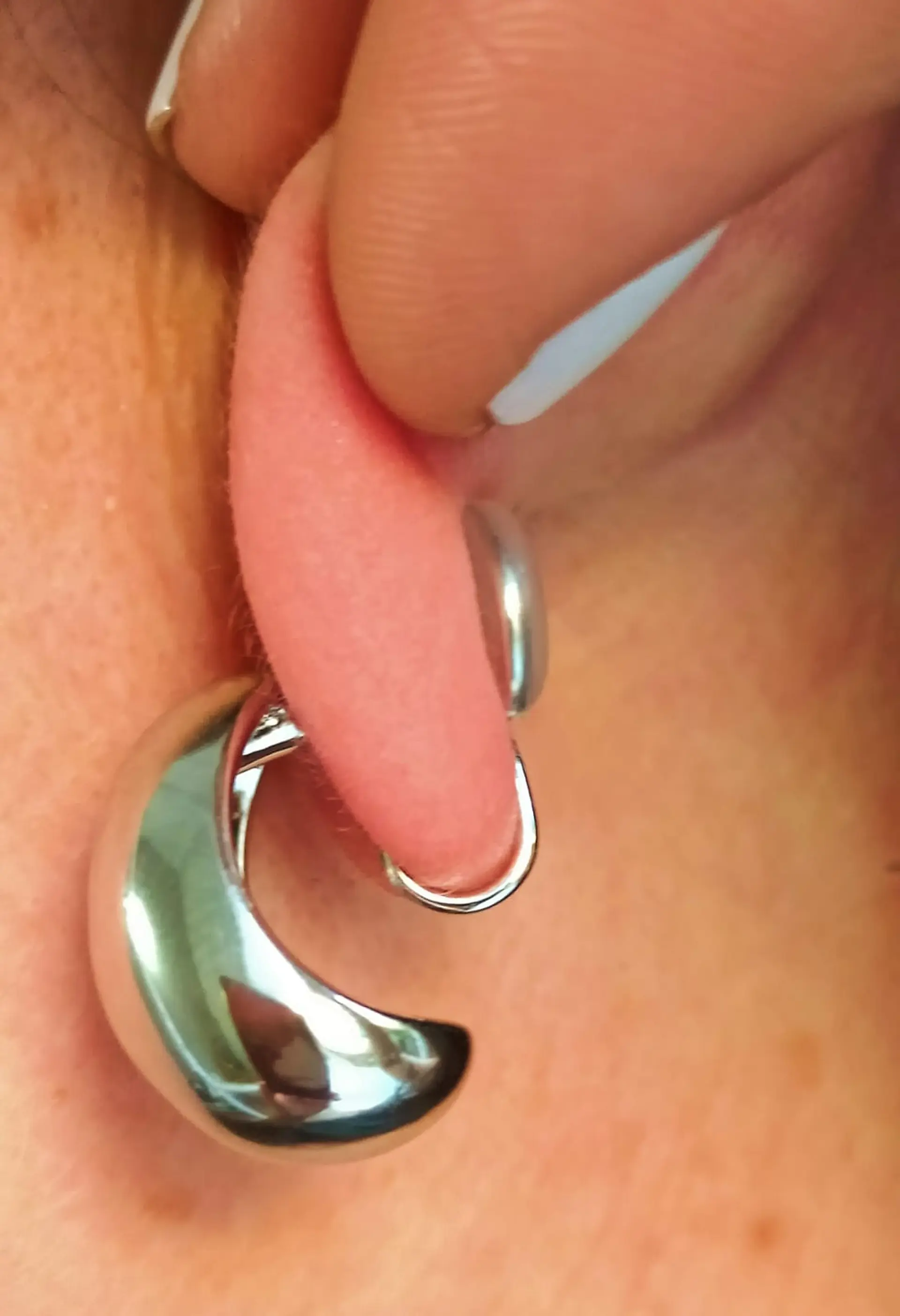Aros Gota Huggies Chapado En Plata Earcuff Sin Perforación 6