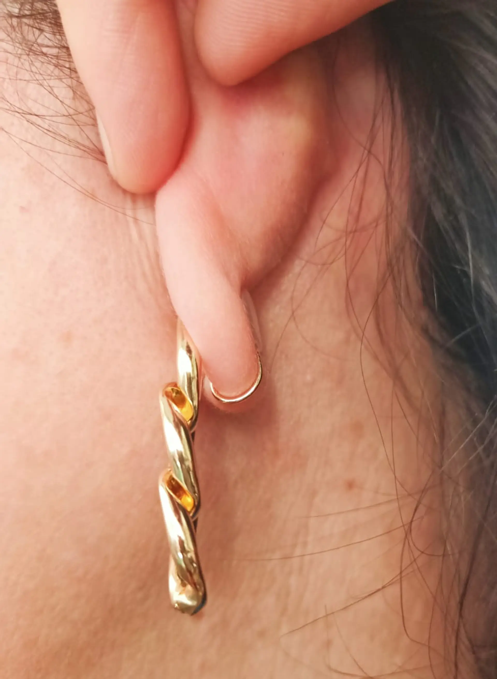 Aros Eslabones Chapado En Oro 18k Earcuff Sin Perforación 4