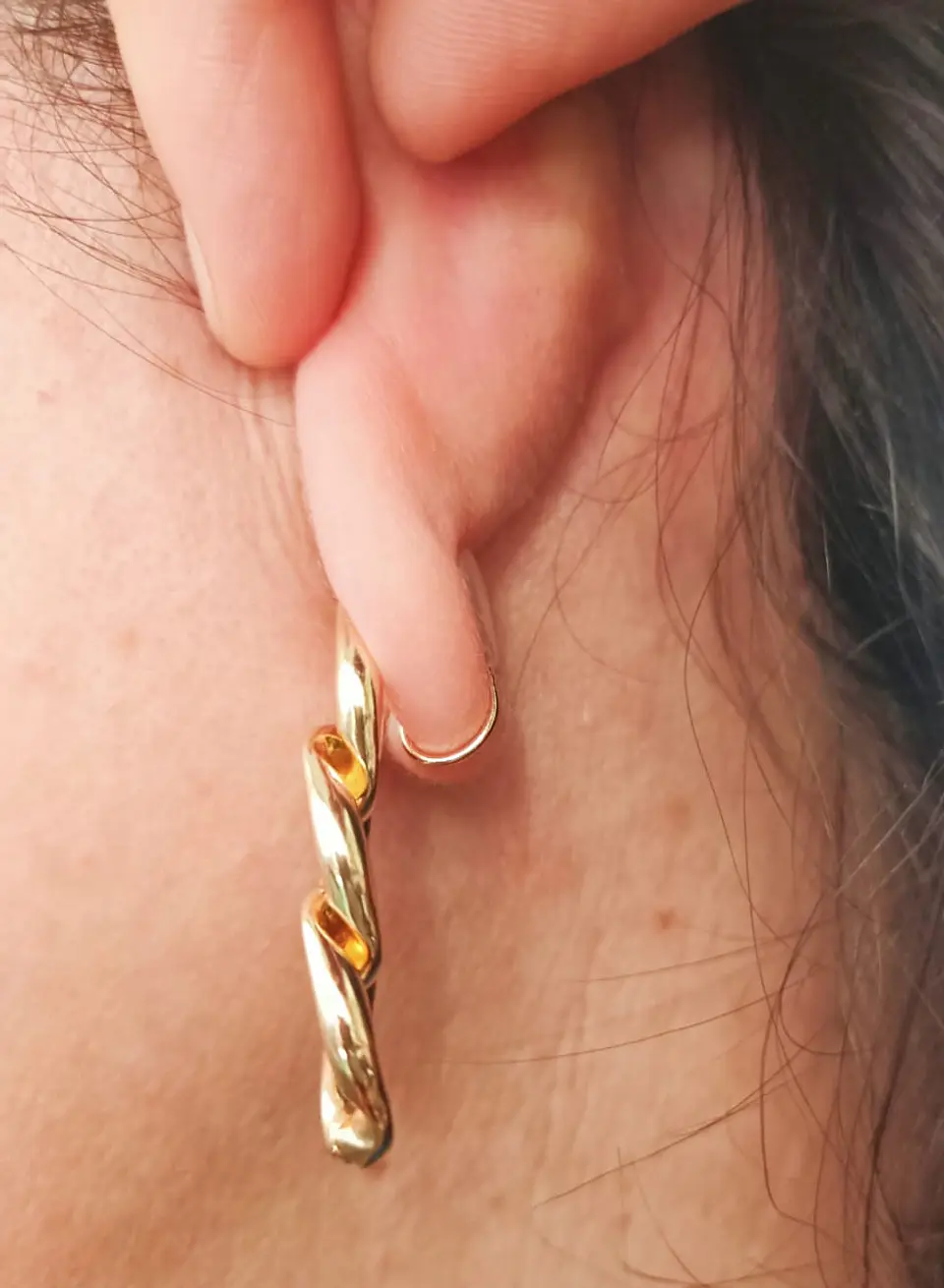 Aros Eslabones Chapado En Oro 18k Earcuff Sin Perforación 4