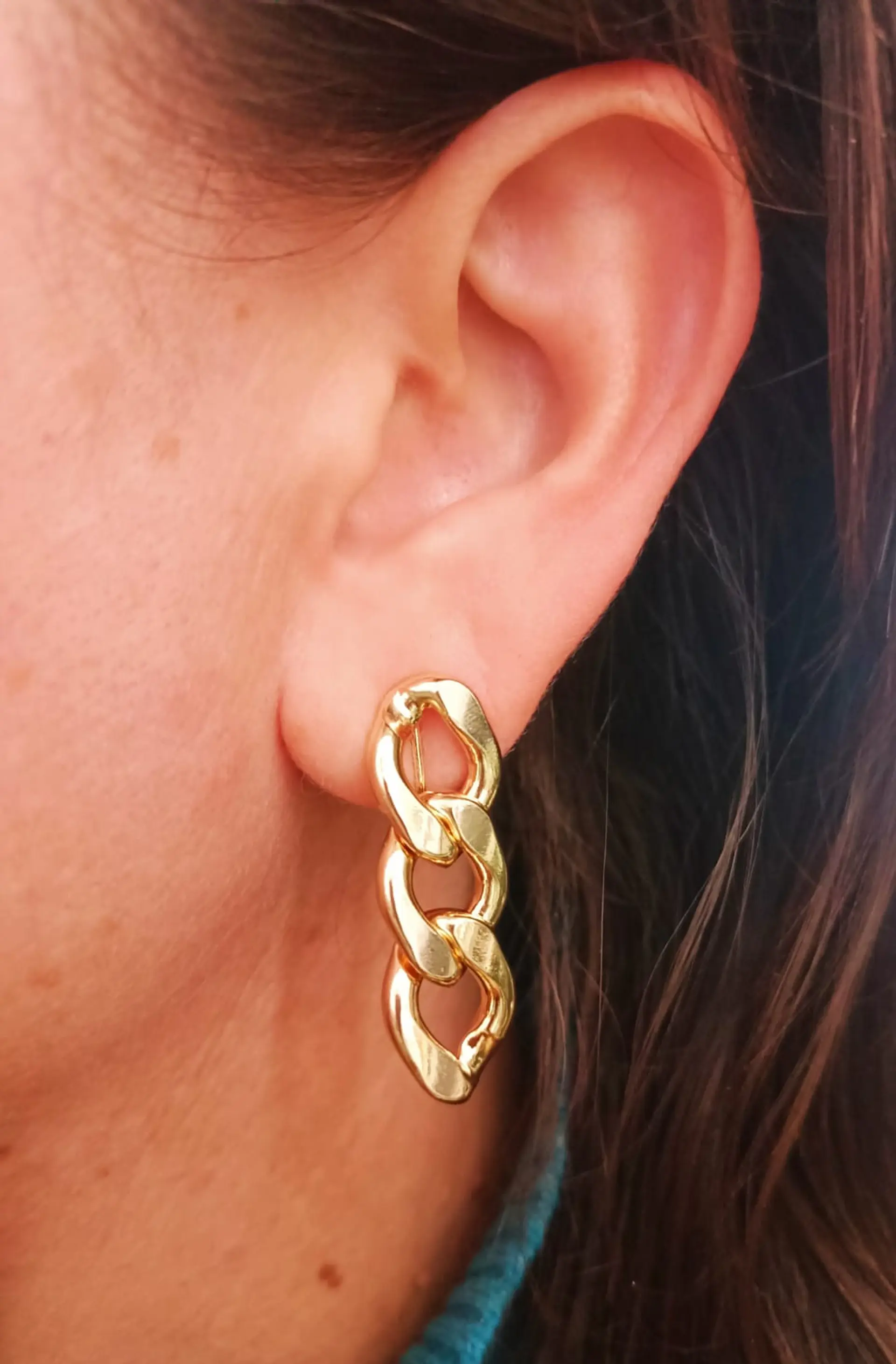 Aros Eslabones Chapado En Oro 18k Earcuff Sin Perforación 3