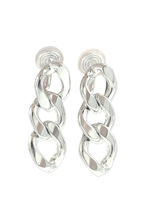 Aros Cadena Eslabones Plateados Earcuff Sin Perforacion